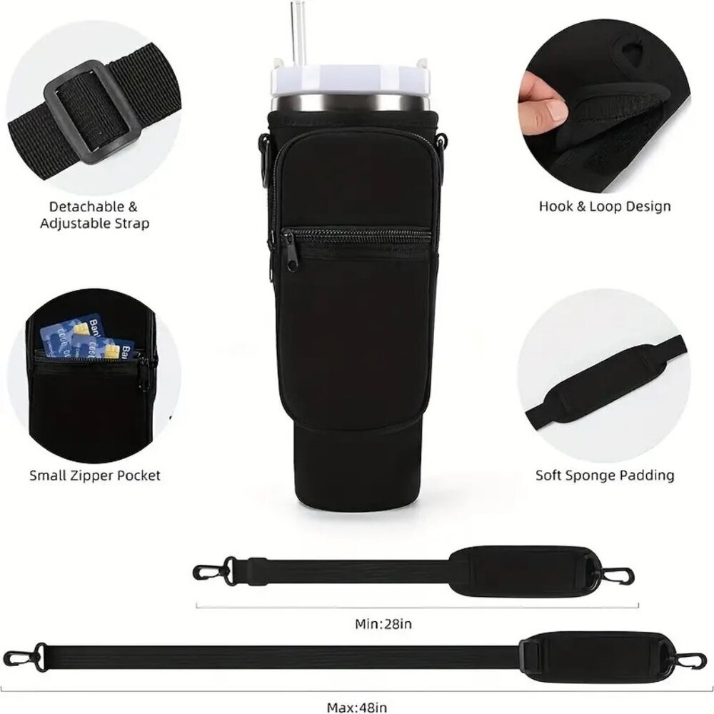 NWT Unbranded Stanley 30oz/40oz Tumbler Sleeve -l With Dual Storage & strap - Picture 2 of 3
